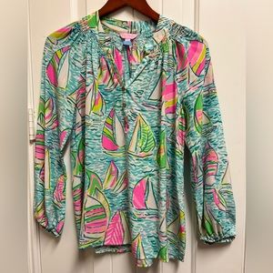 Lilly Pulitzer silk Elsa top. Dry clean